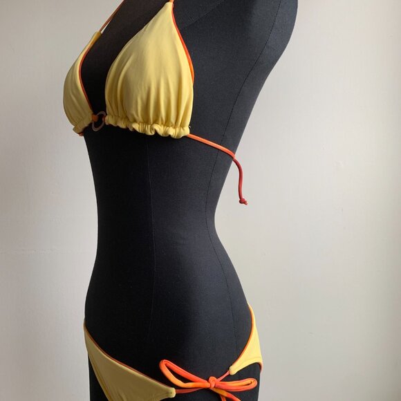 Billabong surf BLUE CRUSH Vintage bikini tie dye reversible orange solid yellow - Picture 9 of 10